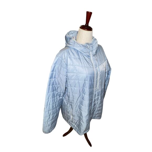 LL Bean Women’s 3X Plus Light Blue Packable PrimaLoft Puffer Jacket Hooded - Picture 3 of 8